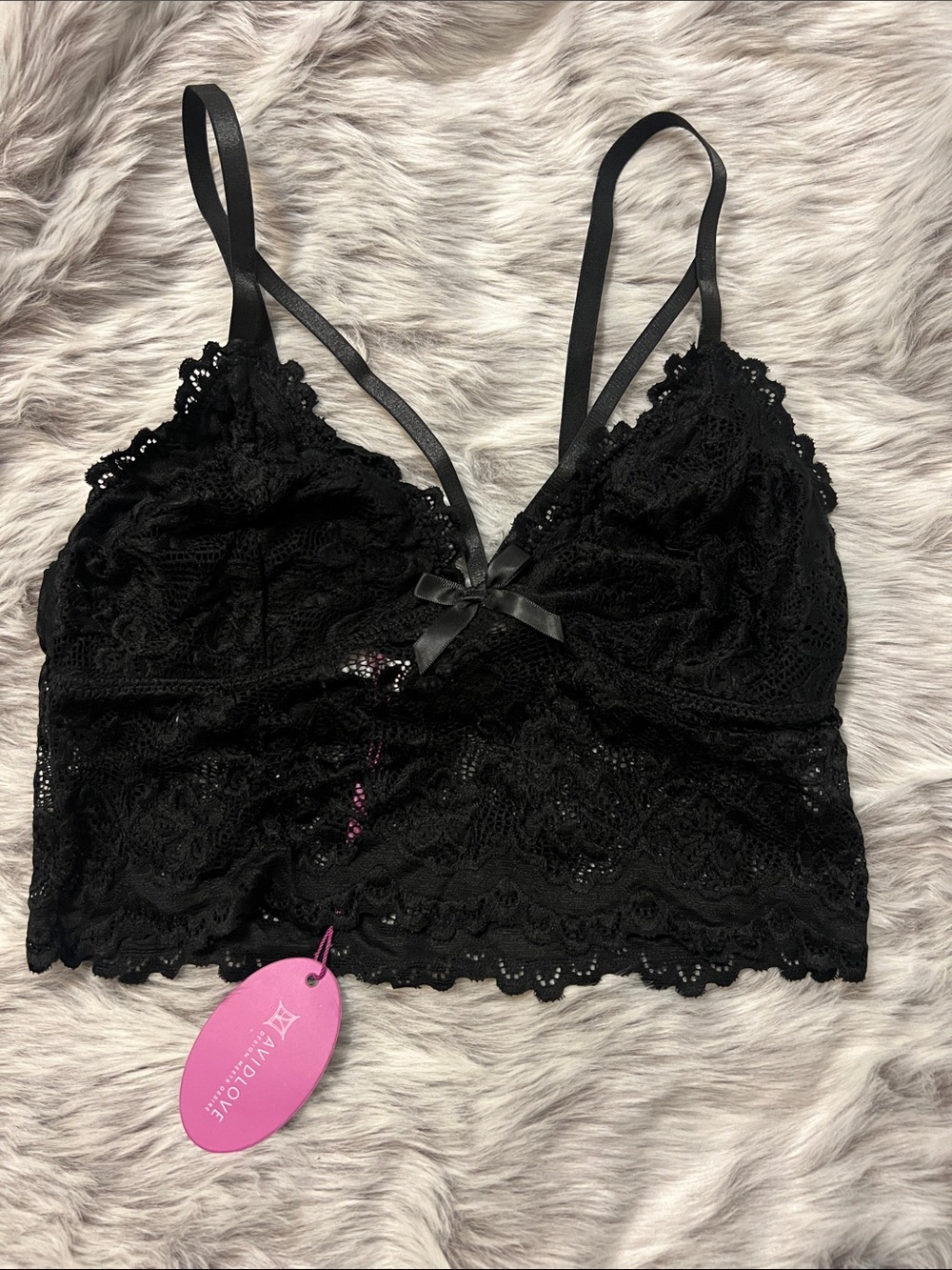 Avid Love Black Lace Bralette with Satin Bow